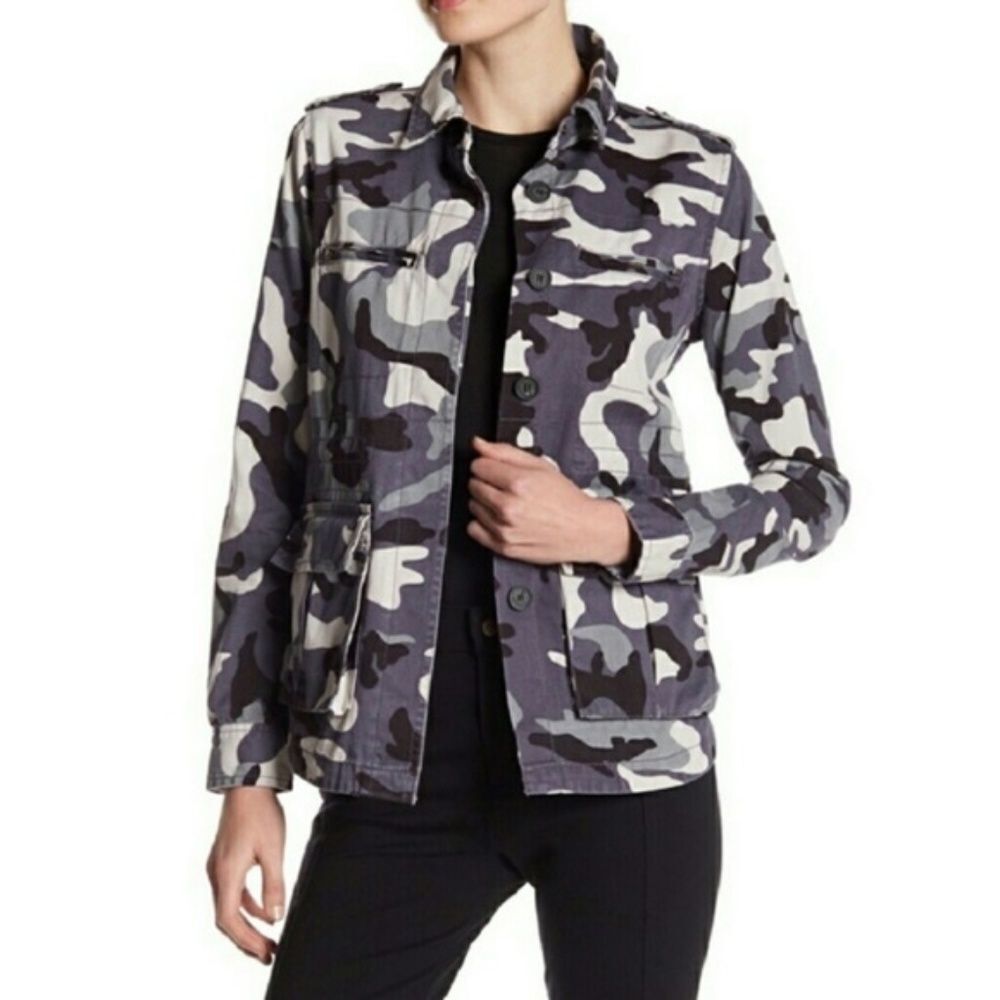 Romeo and Juliet Grey Camo Print Military Jacket Shacket SZ Medium